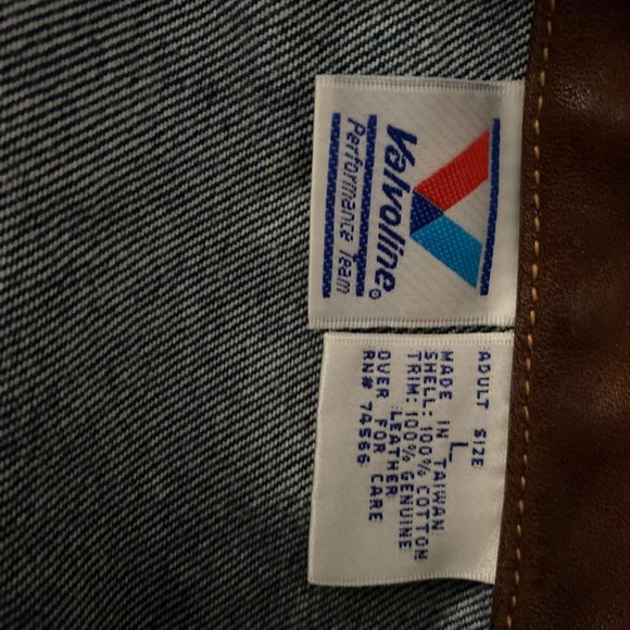 Vintage Valvoline performance team mens large jean jacket with leather collar - Picture 7 of 7
